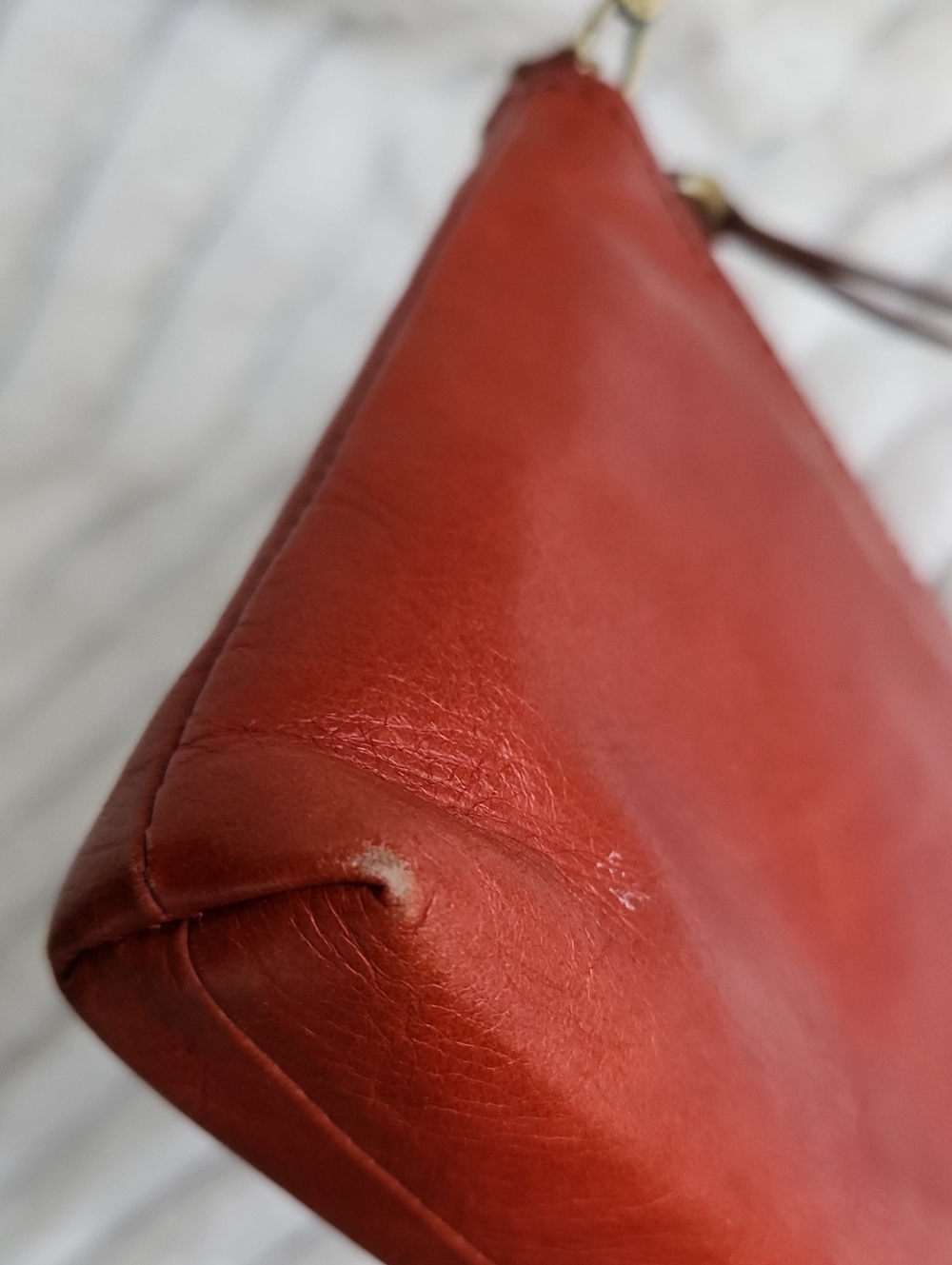 Rust Orange Leather Wristlet/ Clutch/Shoulder Bag - Picture 12 of 15